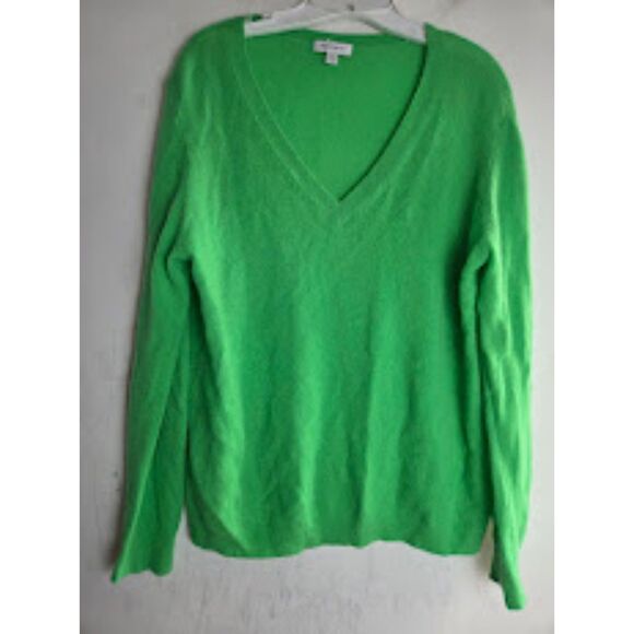 Nordstrom Women Green V-Neck 100% Cashmere Knit Sweater size X-Large - Picture 1 of 5